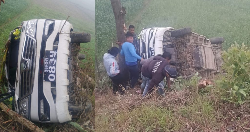 गुल्मीमा ईभी गाडी दुर्घटना, एक जना घाइते