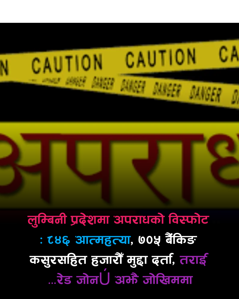 लुम्बिनी प्रदेशमा अपराधको विस्फोट : ८४६ आत्महत्या, ७०५ बैंकिङ कसुरसहित हजारौँ मुद्दा दर्ता, तराई ‘रेड जोन’ अझै जोखिममा